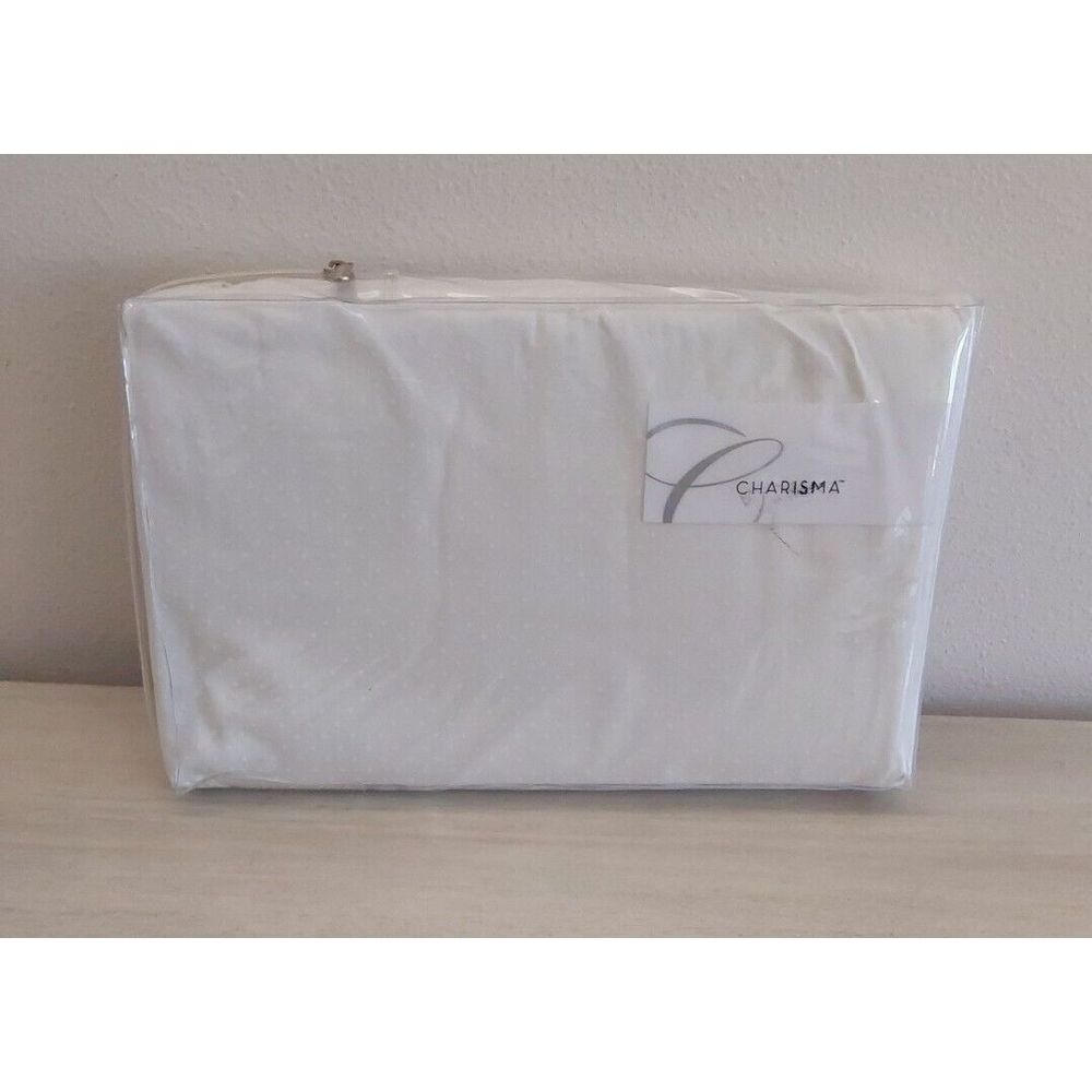 CHARISMA California King Fitted Sheet Ivory Dot Pattern 400TC 100% Cotton